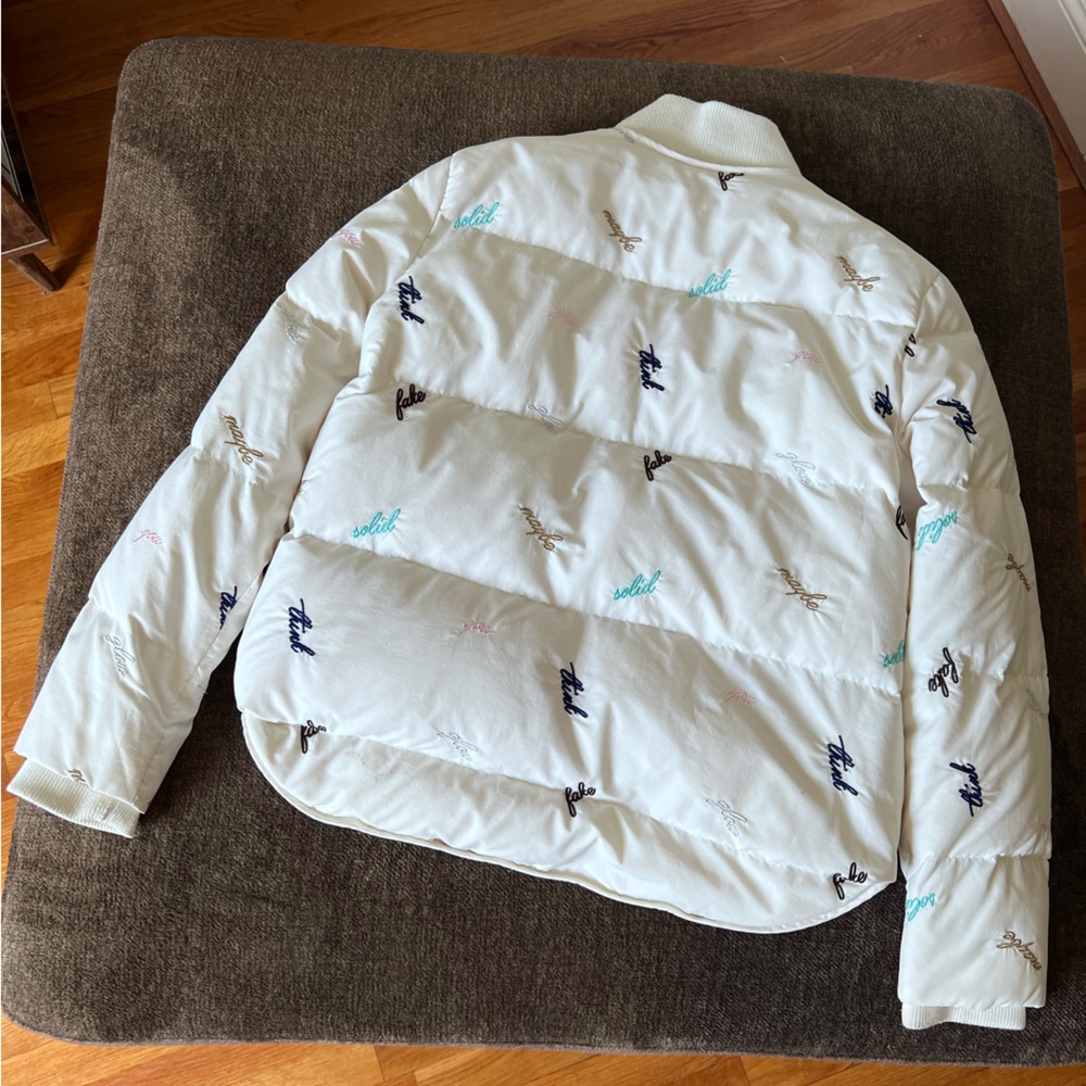 White Down Puffer Jacket With Fun Embroidery - image 4